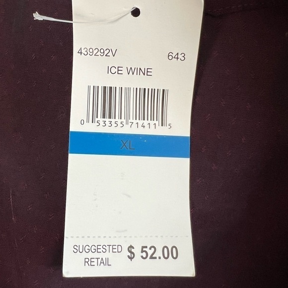 Haggar Tuckless Burgundy Short Sleeve Cotton Button Down Shirt - Size XL, NWT - Picture 9 of 10